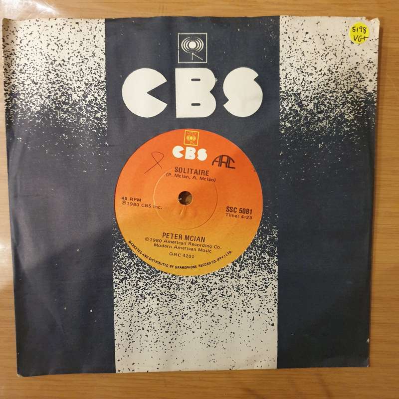 Peter Mcian - Solitaire -  Vinyl 7" Record - Very-Good+ Quality (VG+) (verygoodplus)