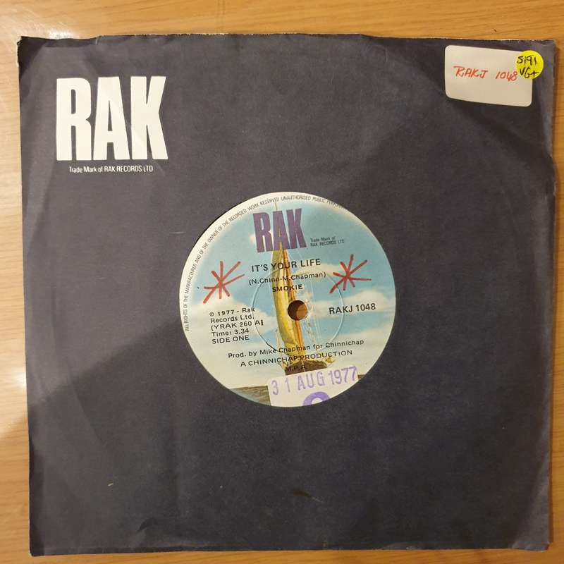 Smokie  It's Your Life -  Vinyl 7" Record - Very-Good+ Quality (VG+) (verygoodplus)