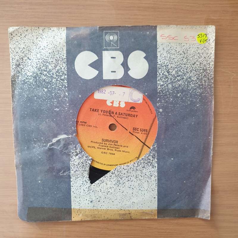 Survivor  Eye Of The Tiger - Vinyl 7" Record - Very-Good+ Quality (VG+) (verygoodplus)