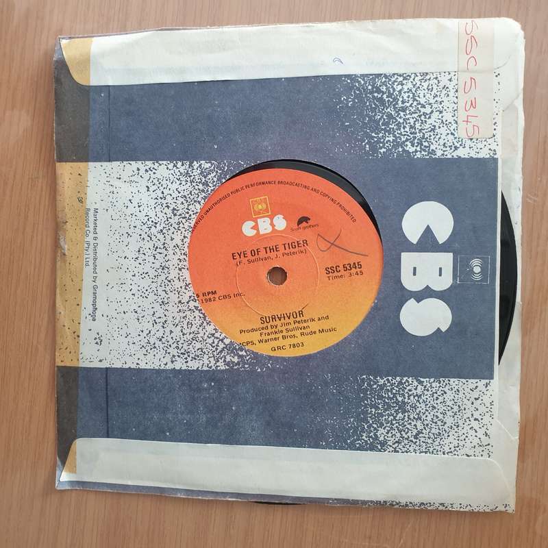 Survivor  Eye Of The Tiger - Vinyl 7" Record - Very-Good+ Quality (VG+) (verygoodplus)
