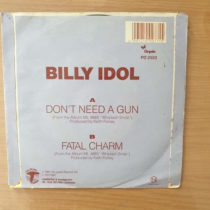 Billy Idol  Don't Need A Gun - Vinyl 7" Record - Very-Good+ Quality (VG+) (verygoodplus)