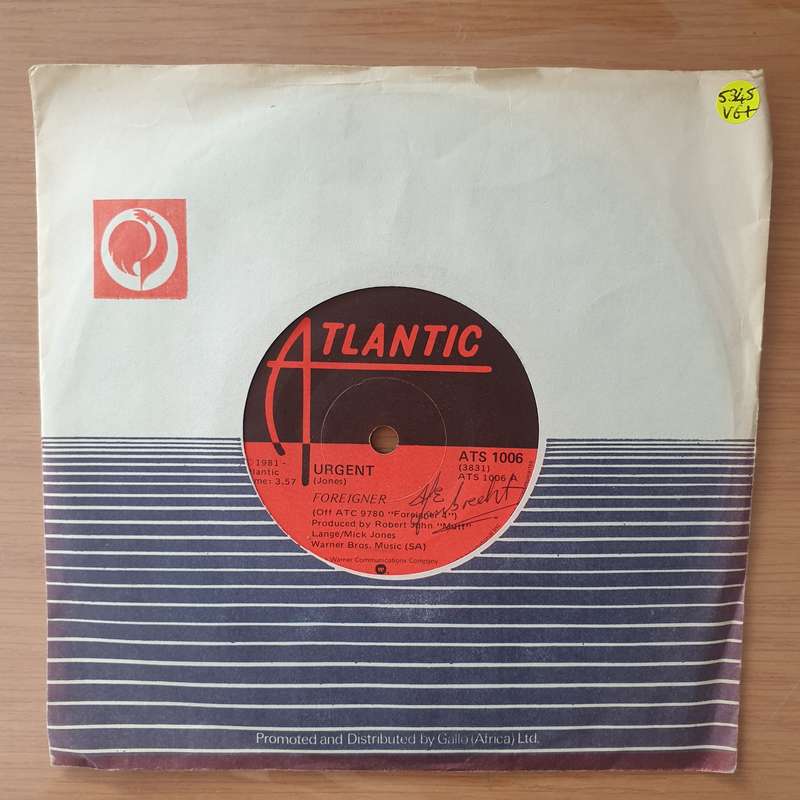 Foreigner  Urgent - Vinyl 7" Record - Very-Good+ Quality (VG+) (verygoodplus)