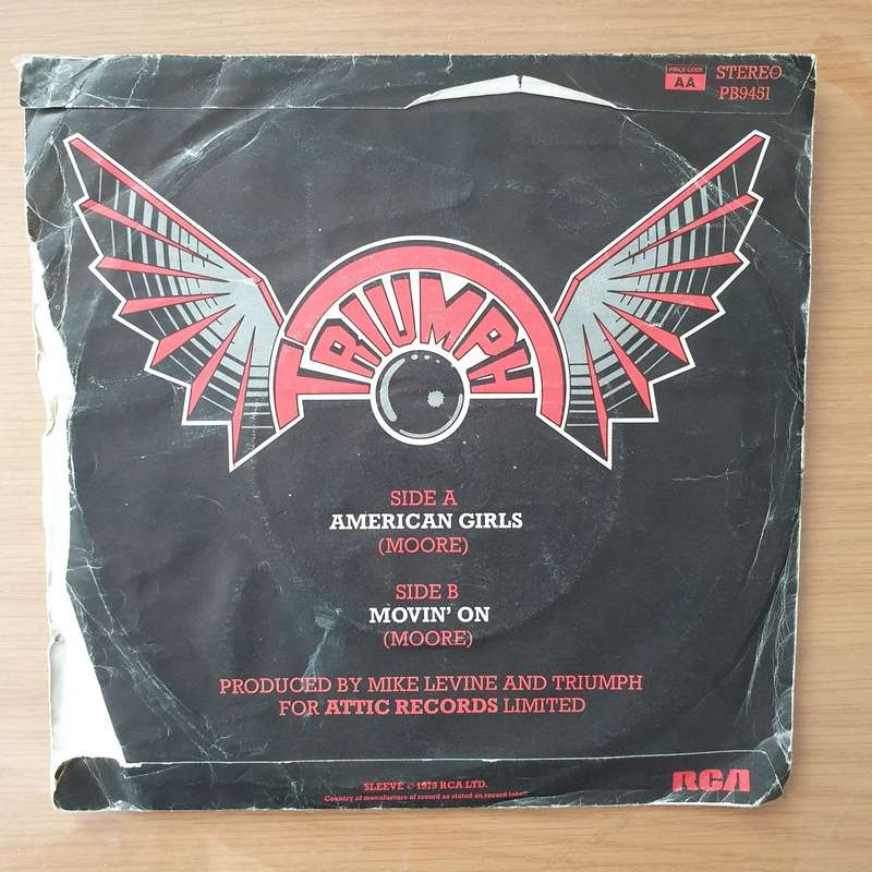 Triumph  American Girls - Vinyl 7" Record - Very-Good+ Quality (VG+) (verygoodplus)