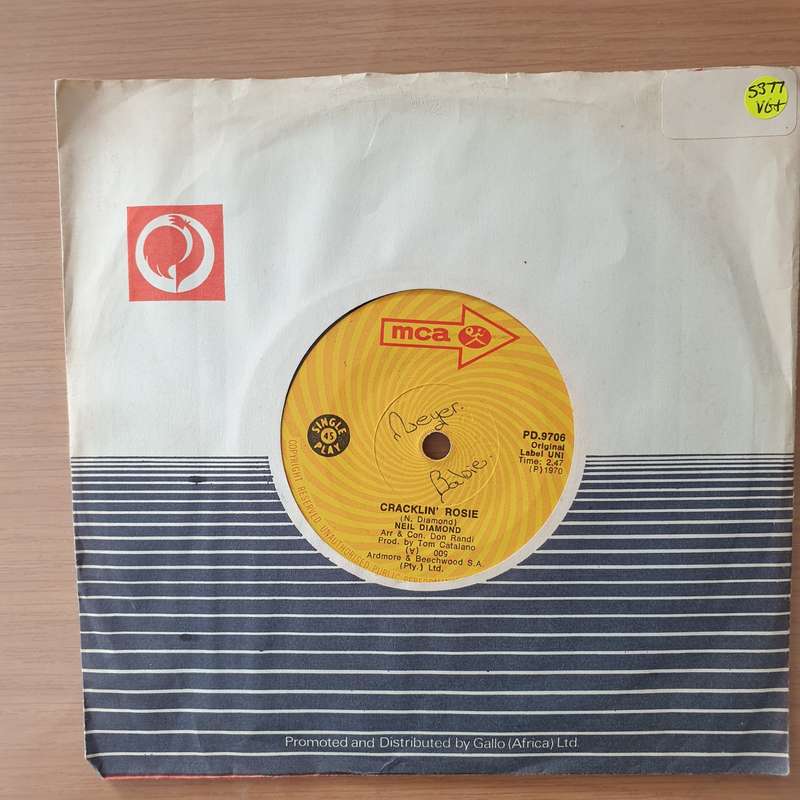 Neil Diamond  Cracklin' Rosie - Vinyl 7" Record - Very-Good+ Quality (VG+) (verygoodplus)