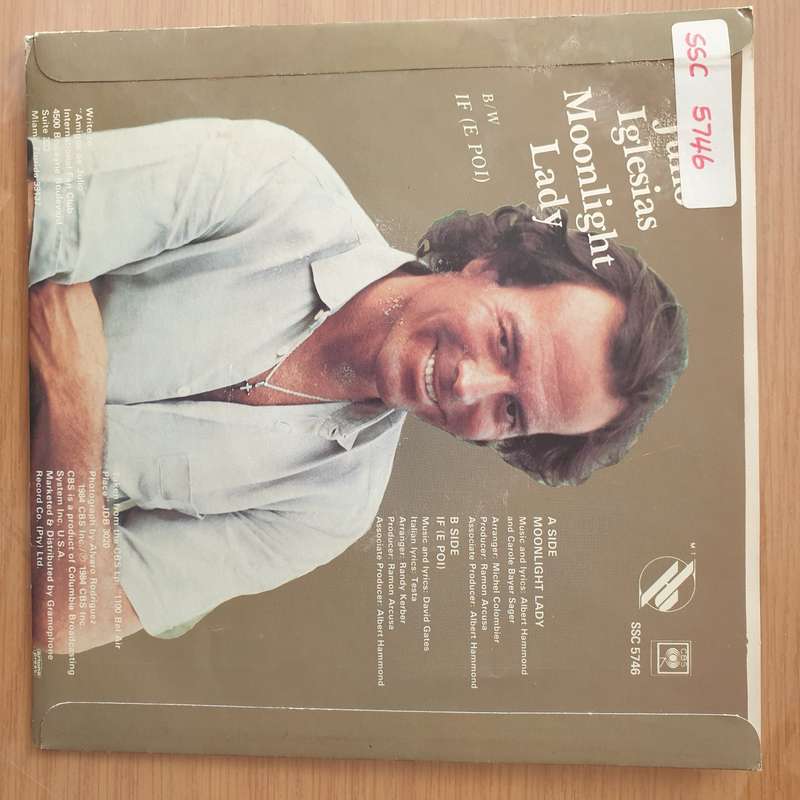 Julio Iglesias  Moonlight Lady - Vinyl 7" Record - Very-Good+ Quality (VG+) (verygoodplus)