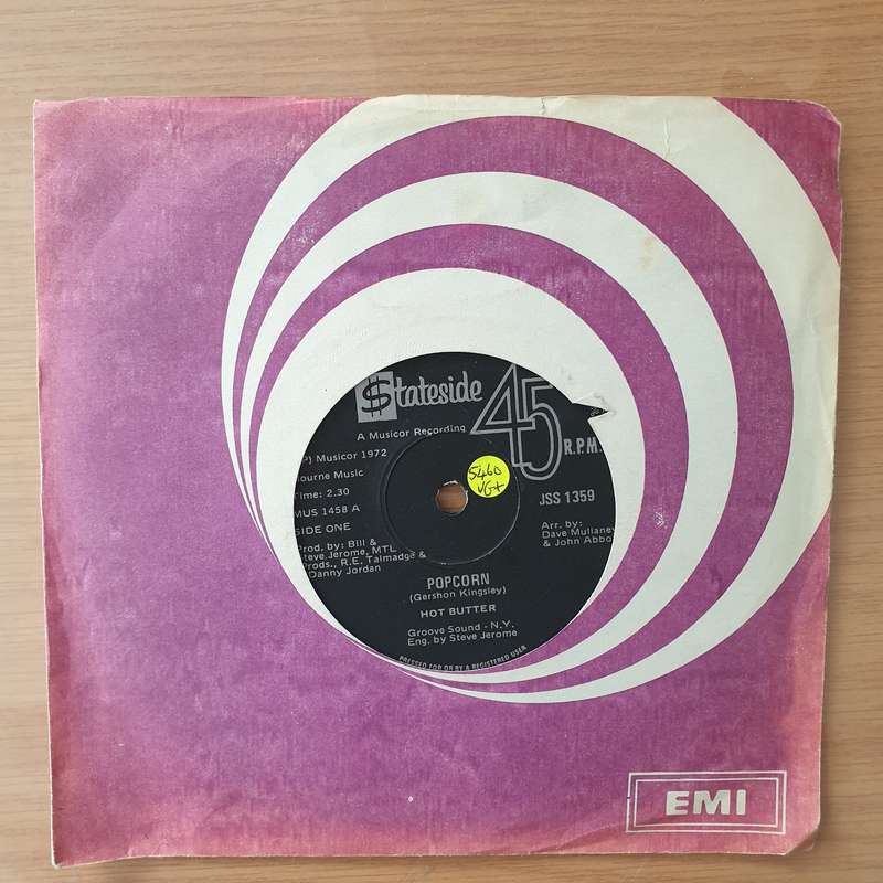 Hot Butter  Popcorn / At The Movies - Vinyl 7" Record - Very-Good+ Quality (VG+) (verygoodplus)