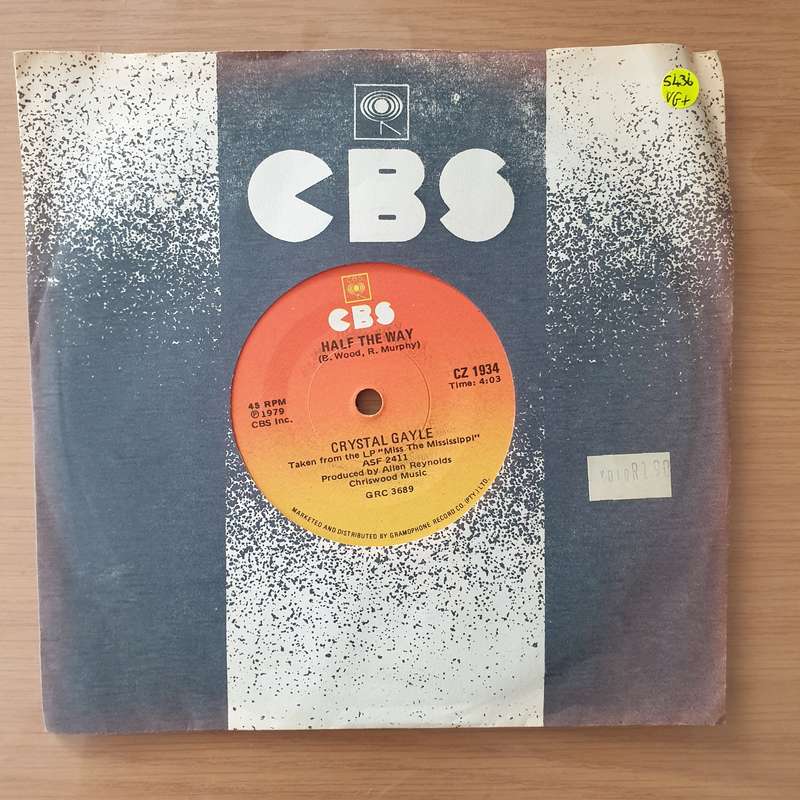 Crystal Gayle  Half The Way - Vinyl 7" Record - Very-Good+ Quality (VG+) (verygoodplus)