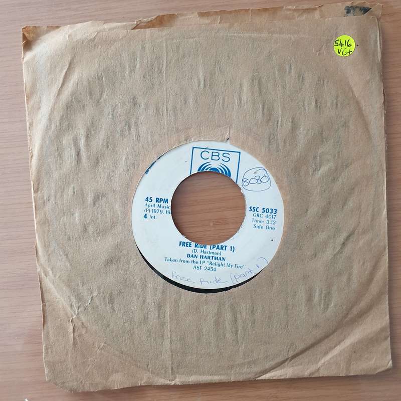Dan Hartman  Free Ride (Rhodesia) - Vinyl 7" Record - Very-Good+ Quality (VG+) (verygoodplus)