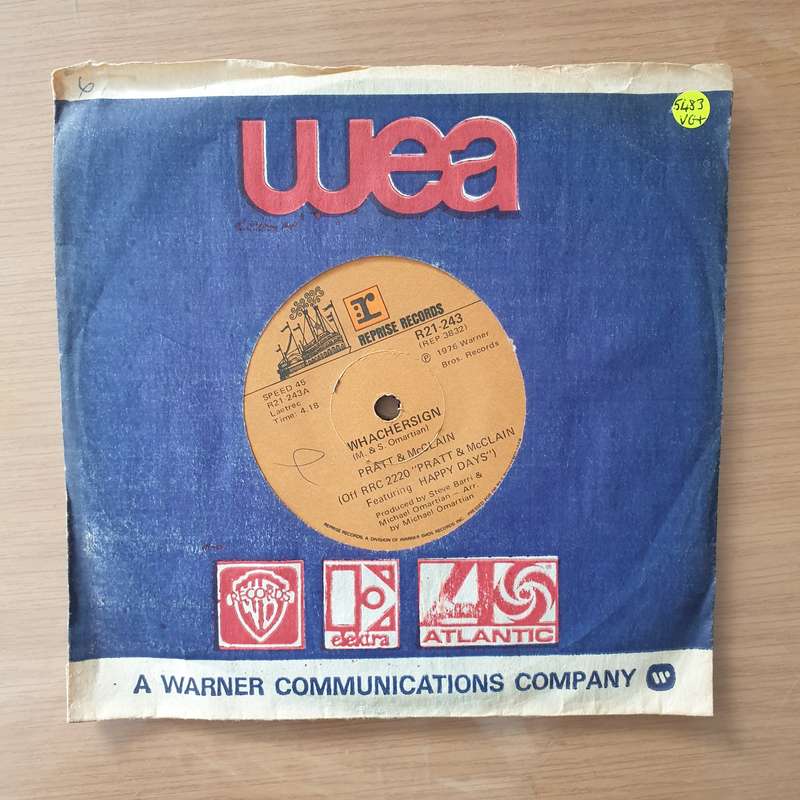 Pratt & McClain  Whachersign - Vinyl 7" Record - Very-Good+ Quality (VG+) (verygoodplus)