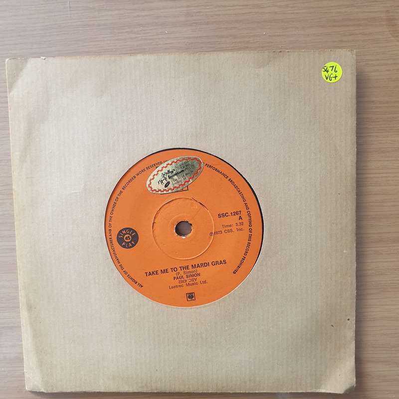 Paul Simon  Take Me To The Mardi Gras - Vinyl 7" Record - Very-Good+ Quality (VG+) (verygoodplus)
