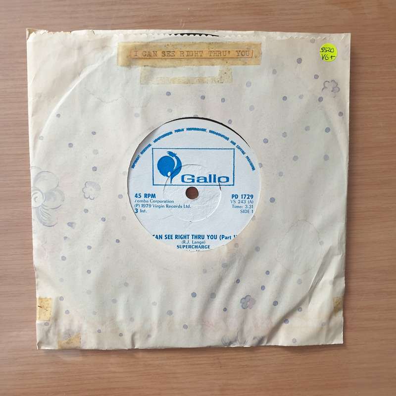 Supercharge  I Can See Right Thru You (Rhodesia) - Vinyl 7" Record - Very-Good+ Quality (VG+) ...