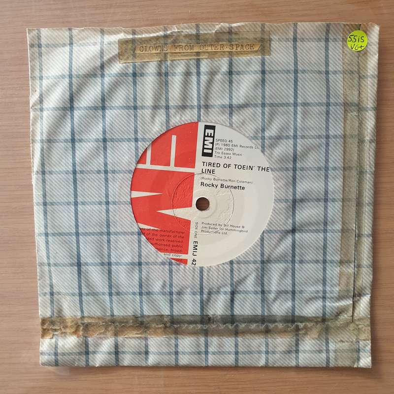Rocky Burnette  Tired Of Toein' The Line - Vinyl 7" Record - Very-Good+ Quality (VG+) (verygoo...