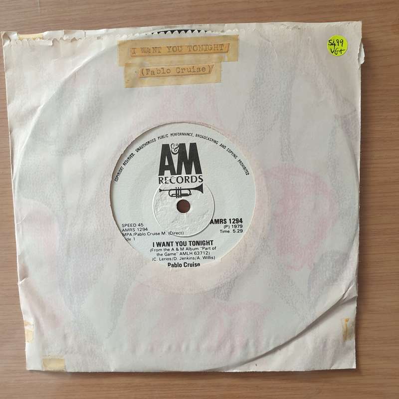 Pablo Cruise  I Want You Tonight (Rhodesia) - Vinyl 7" Record - Very-Good+ Quality (VG+) (v...