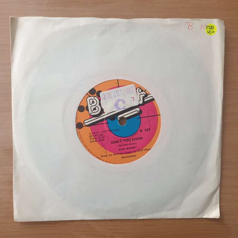 Dan Barri  Don't You Know - Vinyl 7" Record - Very-Good+ Quality (VG+) (verygoodplus)