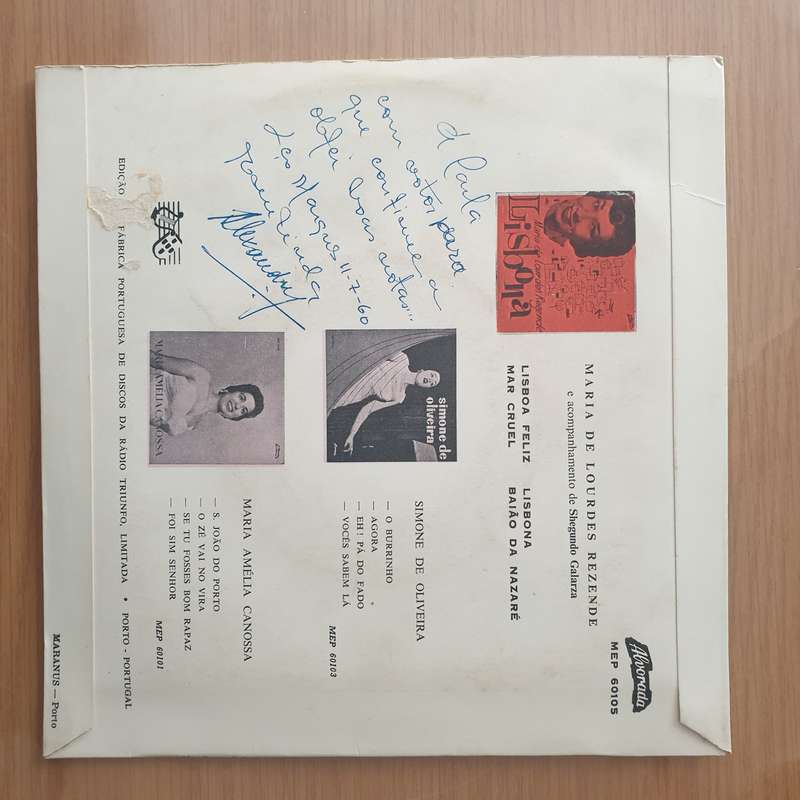 Maria De Lourdes Rezende Acompanhamento De Shegundo Galarza  Lisbona - Vinyl 7" Record - Very-...