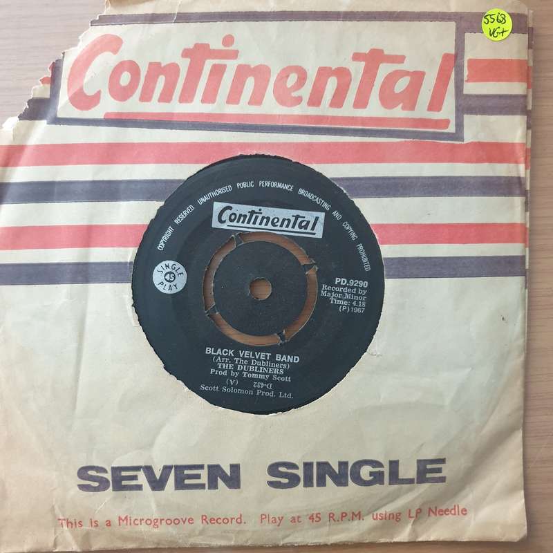The Dubliners  Black Velvet Band - Vinyl 7" Record - Very-Good+ Quality (VG+) (verygoodplus)