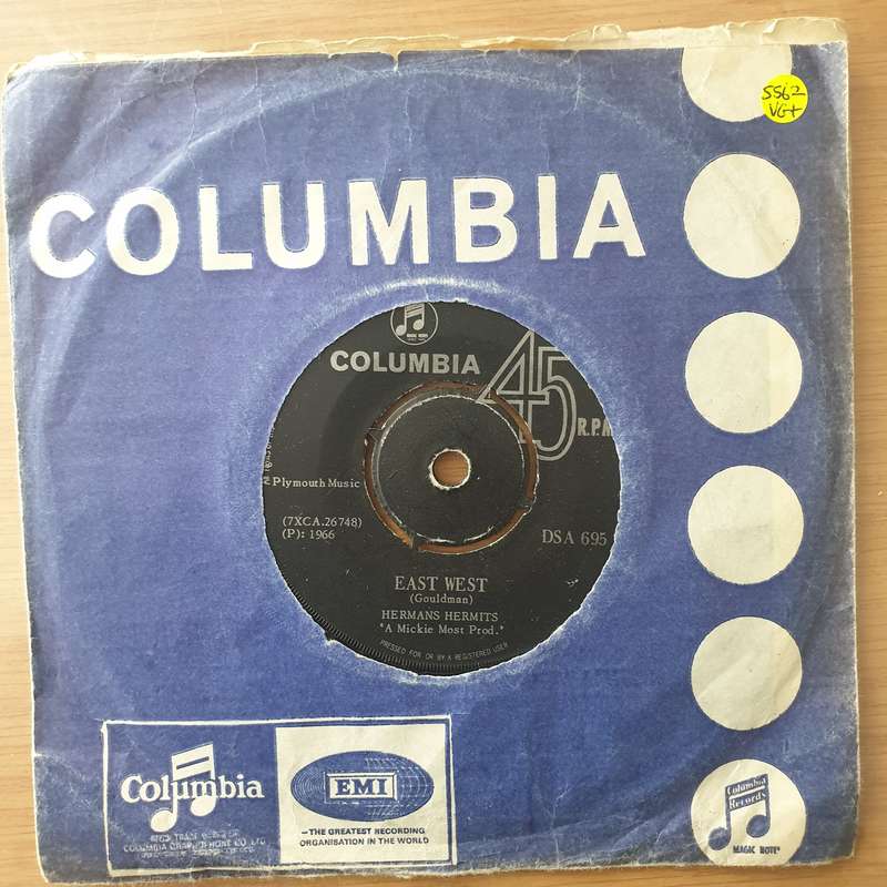 Herman's Hermits  East West - Vinyl 7" Record - Very-Good+ Quality (VG+) (verygoodplus)