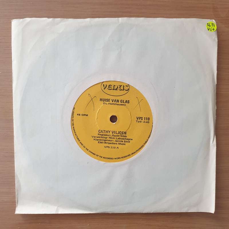 Cathy Viljoen  Huise Van Glas - Vinyl 7" Record - Very-Good+ Quality (VG+) (verygoodplus)