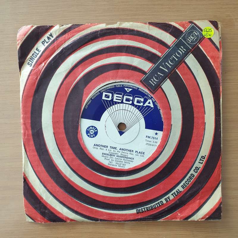 Engelbert Humperdinck  Another Time, Another Place - Vinyl 7" Record - Very-Good+ Quality (VG+...