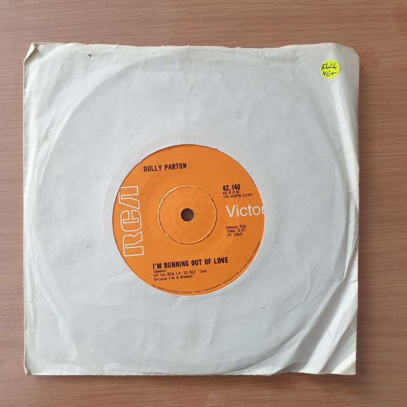 Dolly Parton - I'm Running Out Of Love - Vinyl 7" Record - Very-Good+ Quality (VG+) (verygoodplus)