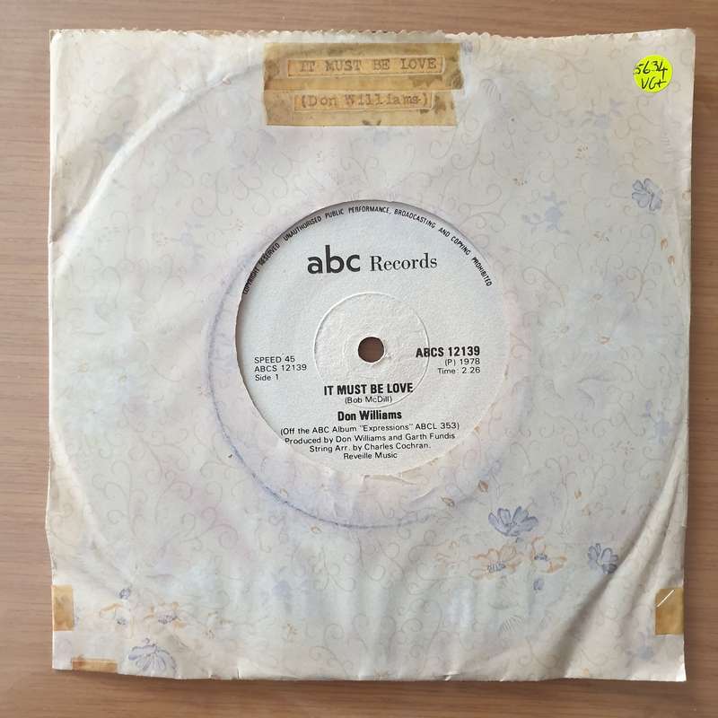 Don Williams  It Must Be Love (Rhodesia) - Vinyl 7" Record - Very-Good+ Quality (VG+) (verygoo...