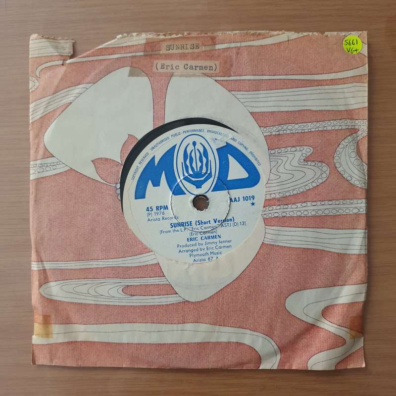 Eric Carmen  Sunrise - Vinyl 7" Record - Very-Good+ Quality (VG+) (verygoodplus)