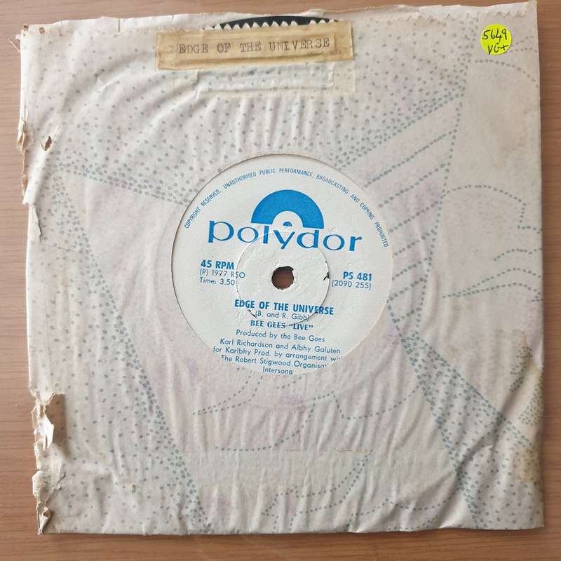 Bee Gees  Edge Of The Universe / Words (Rhodesia) - Vinyl 7" Record - Very-Good+ Quality (VG+)...