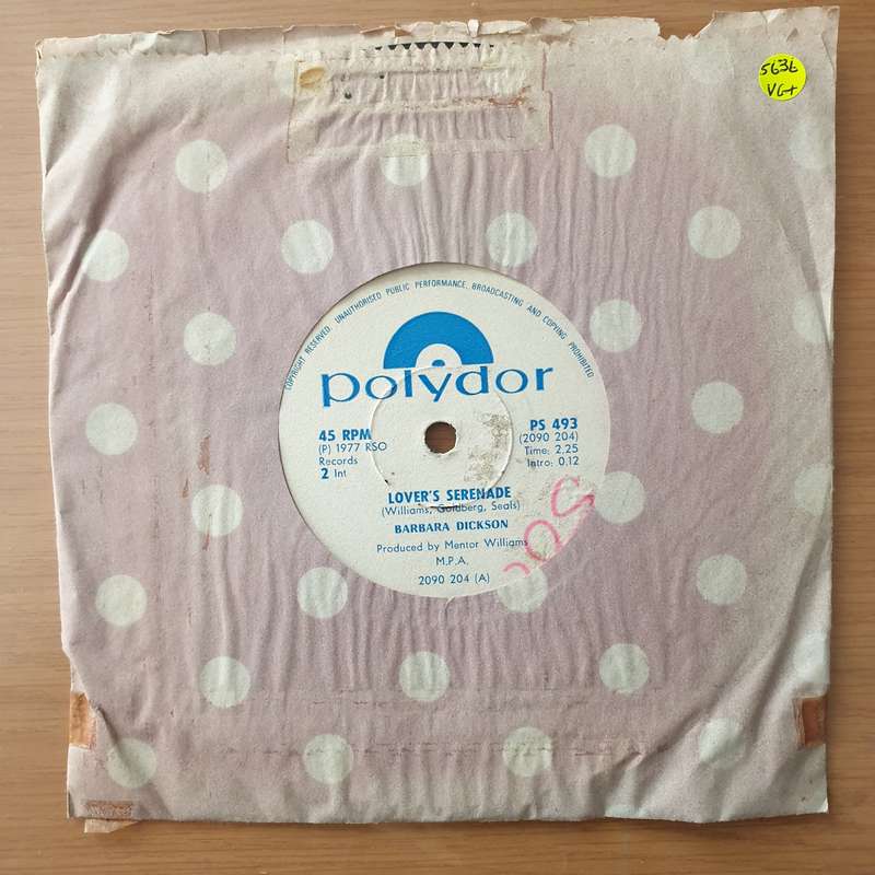 Barbara Dickson  Lover's Serenade (Rhodesia) - Vinyl 7" Record - Very-Good+ Quality (VG+) (ver...