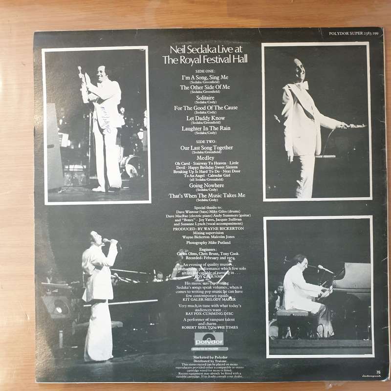 Neil Sedaka With The Royal Philharmonic Orchestra  Live At The Royal Festival Hall - Vinyl LP ...