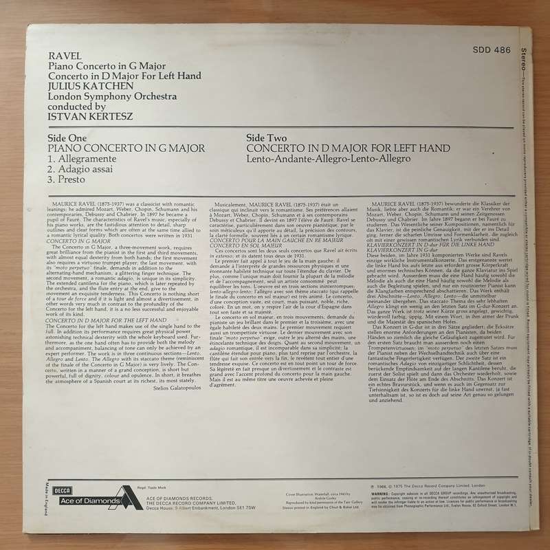 Ravel, Julius Katchen With The London Symphony Orchestra Conducted By Istvan Kertesz  Piano Co...