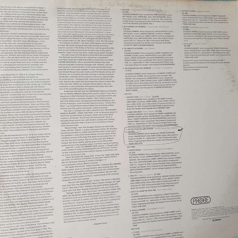 Coleman Hawkins  Reevaluations: The Impulse Years - Double Vinyl LP Record - Very-Good+ Qualit...