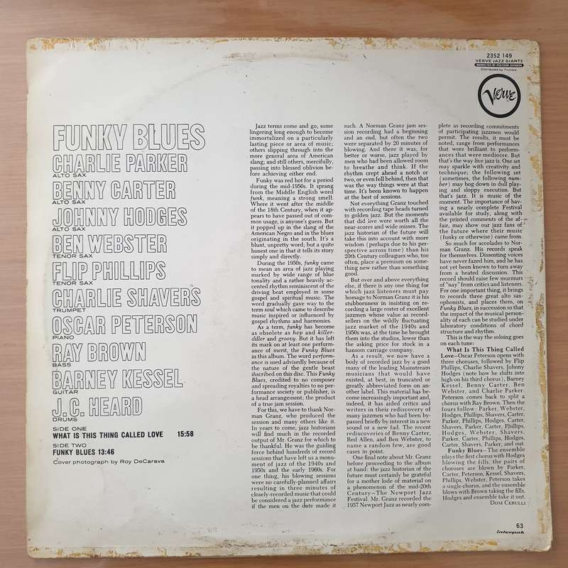 Funky Blues - (Charlie Parker, Johnny Hodges, Benny Carter, Oscar Peterson...) - Vinyl LP Record ...