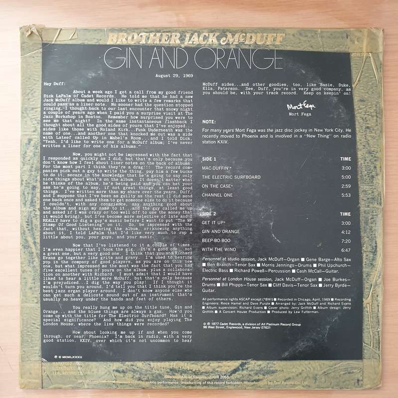 Brother Jack McDuff  Gin And Orange - Vinyl LP Record - Very-Good- Quality (VG-) (verygoodminus)