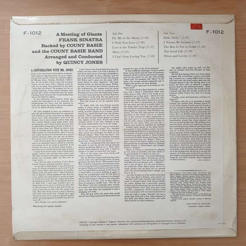 Frank Sinatra  Count Basie And His Orchestra  It Might As Well Be Swing - Vinyl LP Record - Ve...