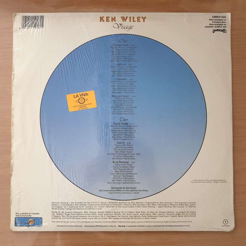 Ken Wiley  Visage - Vinyl LP Record - Very-Good+ Quality (VG+) (verygoodplus)