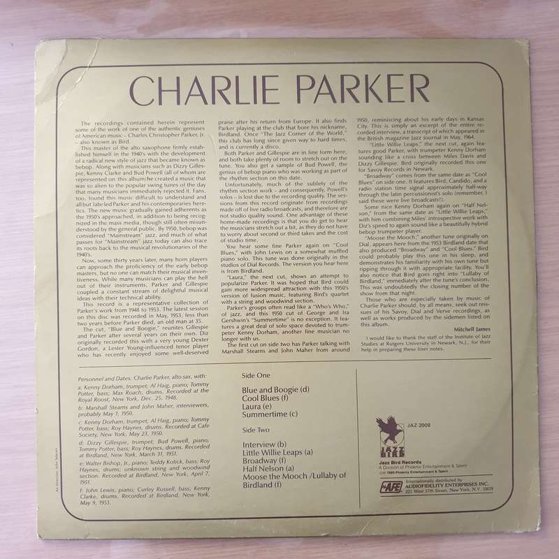 Charlie Parker  Choice Bird - Vinyl LP Record - Very-Good+ Quality (VG+) (verygoodplus)
