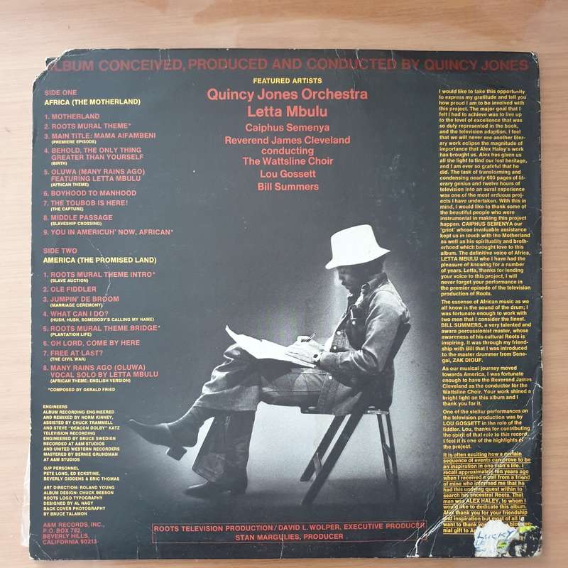 Quincy Jones  Roots (The Saga) (Letta Mbulu) - Vinyl LP Record - Very-Good+ Quality (VG+) (ver...