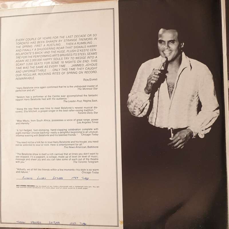 Harry Belafonte  Belafonte Live Now - Double Vinyl LP Record - Very-Good+ Quality (VG+) (veryg...