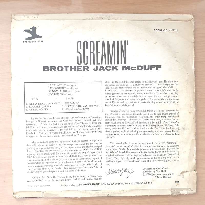 Brother Jack McDuff  Screamin' - Vinyl LP Record - Very-Good Quality (VG) (vgood)