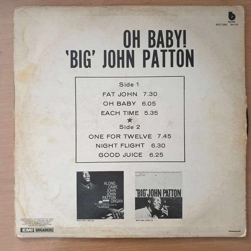 Big John Patton  Oh Baby! - Vinyl LP Record - Very-Good Quality (VG) (vgood)