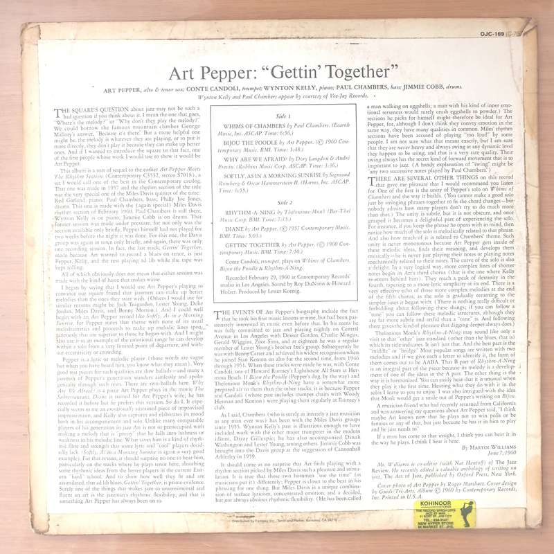 Art Pepper  Gettin' Together! - Vinyl LP Record - Very-Good- Quality (VG-) (verygoodminus)