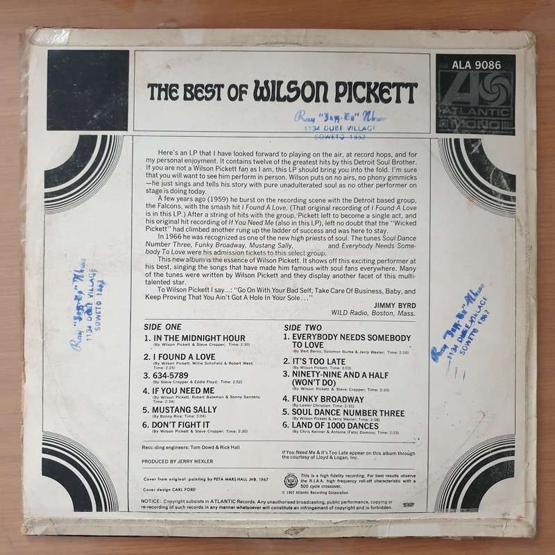 Wilson Pickett  The Best Of Wilson Pickett - Vinyl LP Record - Very-Good+ Quality (VG+) (veryg...