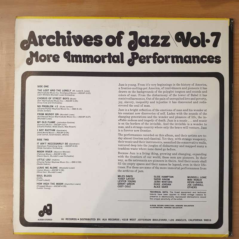 Archives Of Jazz Vol 7 - Vinyl LP Record - Very-Good+ Quality (VG+) (verygoodplus)