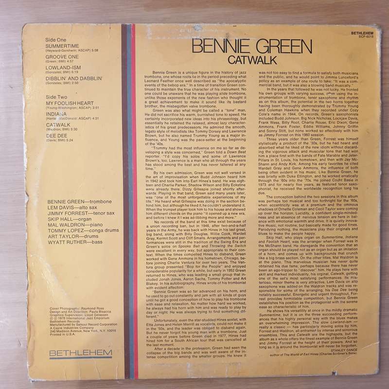 Bennie Green  Catwalk - Vinyl LP Record - Good+ Quality (G+) (gplus)