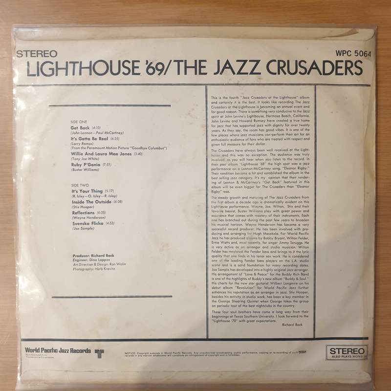 The Jazz Crusaders  Lighthouse '69 - Vinyl LP Record - Very-Good Quality (VG) (vgood)