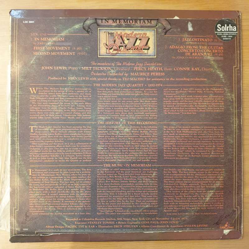 The Modern Jazz Quartet  In Memoriam - Vinyl LP Record - Very-Good Quality (VG) (vgood)
