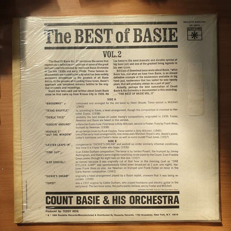 Count Basie & His Orchestra  The Best Of Basie Vol. 2 - Vinyl LP Record - Very-Good+ Quality (...