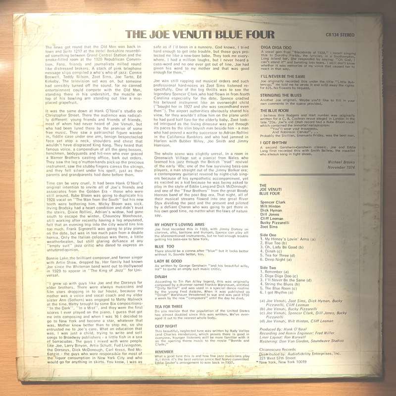 The Joe Venuti Blue Four  The Joe Venuti Blue Four - Vinyl LP Record - Very-Good+ Quality (VG+...
