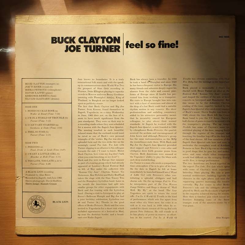 Buck Clayton, Joe Turner  Feel So Fine! - Vinyl LP Record - Very-Good+ Quality (VG+) (verygood...