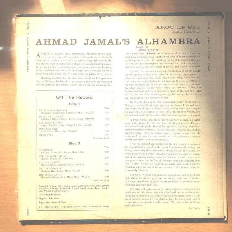 Ahmad Jamal  Ahmad Jamal's Alhambra - Vinyl LP Record - Very-Good+ Quality (VG+) (verygoodplus)
